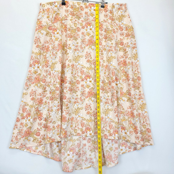 Cato High Low 2 Pcs Dress Ruffle Top Women 22 / 24 Peach Floral Boho Beachy - Picture 4 of 14